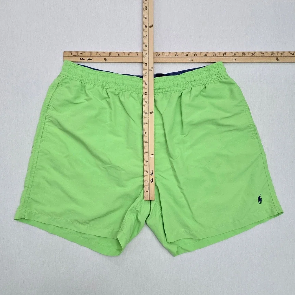 Polo Ralph Lauren Mens Swim Trunks XXL Lime Green Nylon Mesh Lined Pony Logo